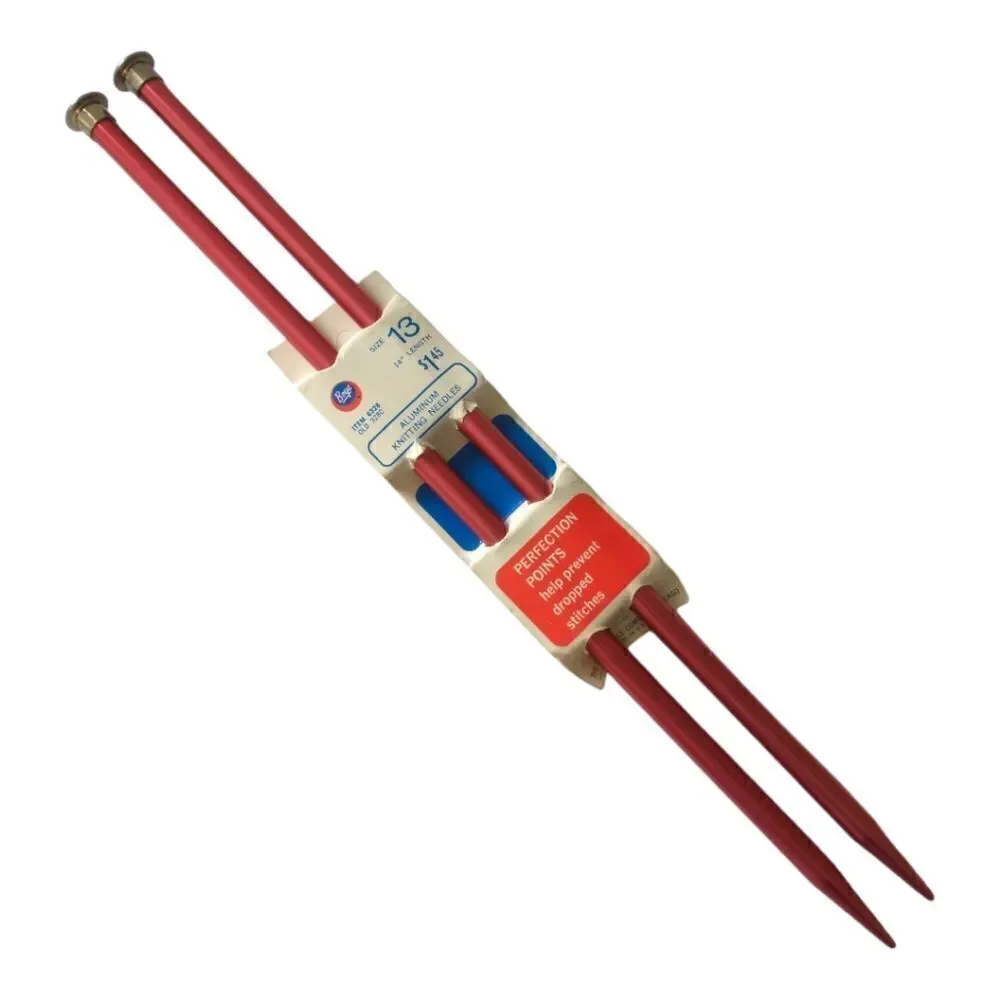 Boye‎ Aluminum Knitting Needles Size 13 Perfection Single Point 14 Inch Vintage.